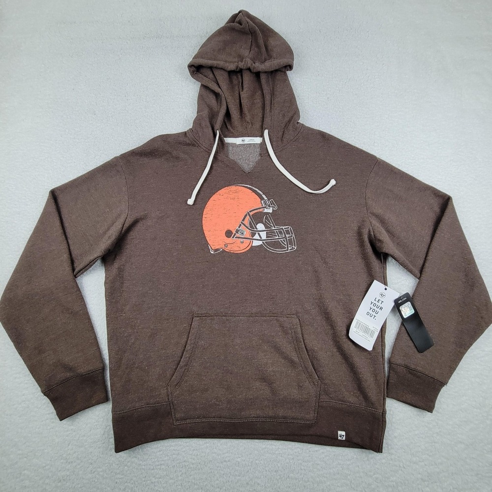 Cleveland Browns‎ Hoodie Womens Large NFL Football Pullover 47 Brand - Picture 2 of 9